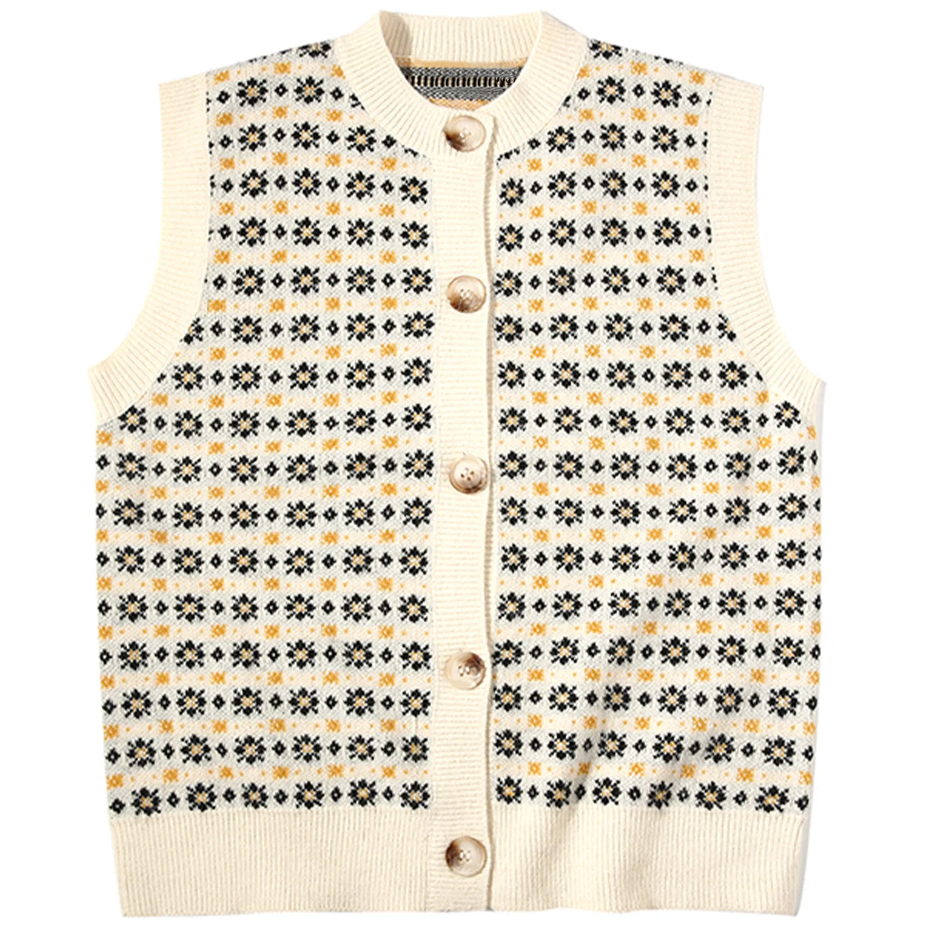 

Sweater Vest Women Men Streetwear Small Floral Knitted Sweater Vest 2022 Autumn Harajuku Casual Loose Sleeveless Sweater