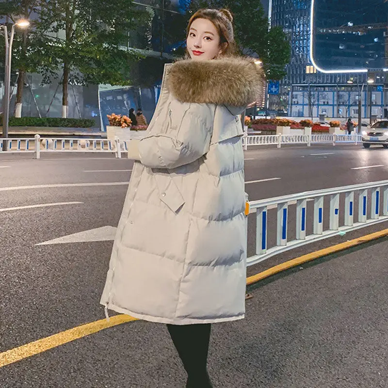 2022 New Fashion Casual Down Cotton Jacket Women's Winter Mid Length Thickened Cotton Jacket Popular Large Korean Loose Coat