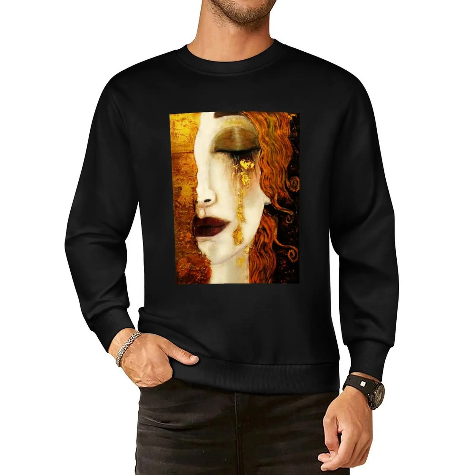 Пуловер Klimt Golden Tears с капюшоном мужская одежда корейская эстетичная толстовки