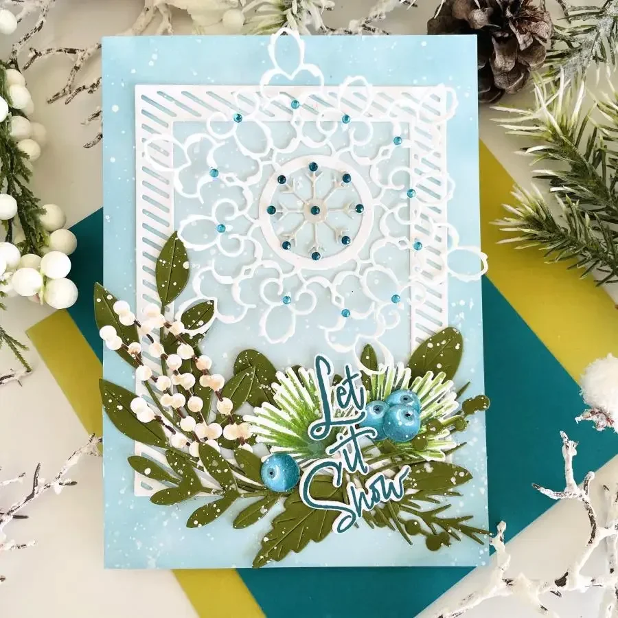 Сделай Сам бумажные карты в цветах: Холли штамп Papertreyink металлические Вырубные