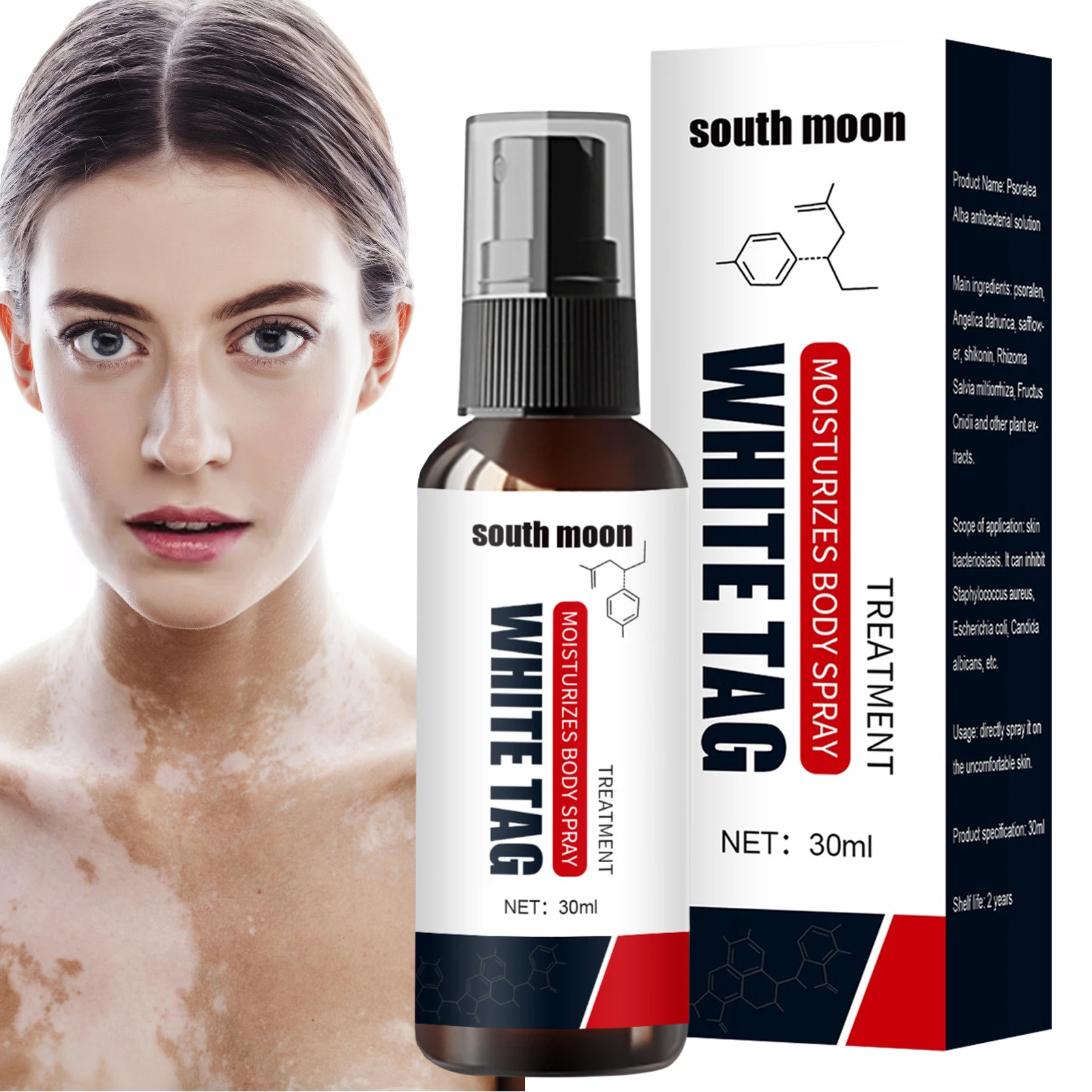 

White Spot Cleansing Spray Herbal Ingredients White Spot Net Spray Psoralen Mucedine Topical Spot Liquid Skin Care 30ml