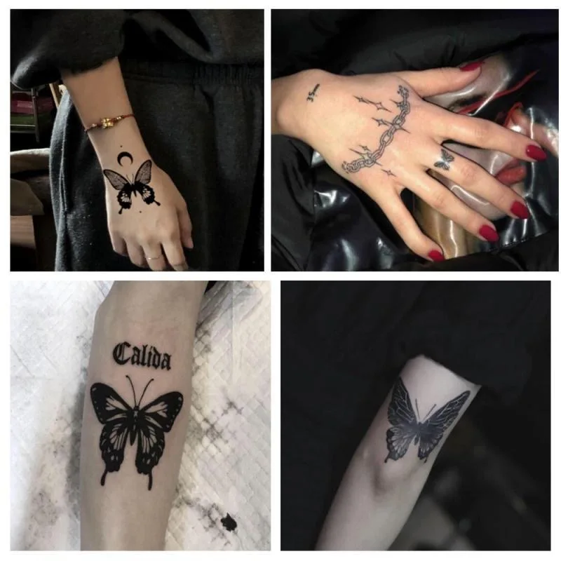 Набор водонепроницаемых временных татуировок-наклеек 20 шт. бабочки любовь луна