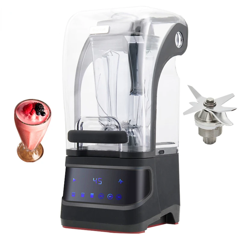 High Power Blender Heavy Duty Commercial Ice Crusher Juice Industrial Silent Juicer Blender Machine  With Sound Cover Enclosure