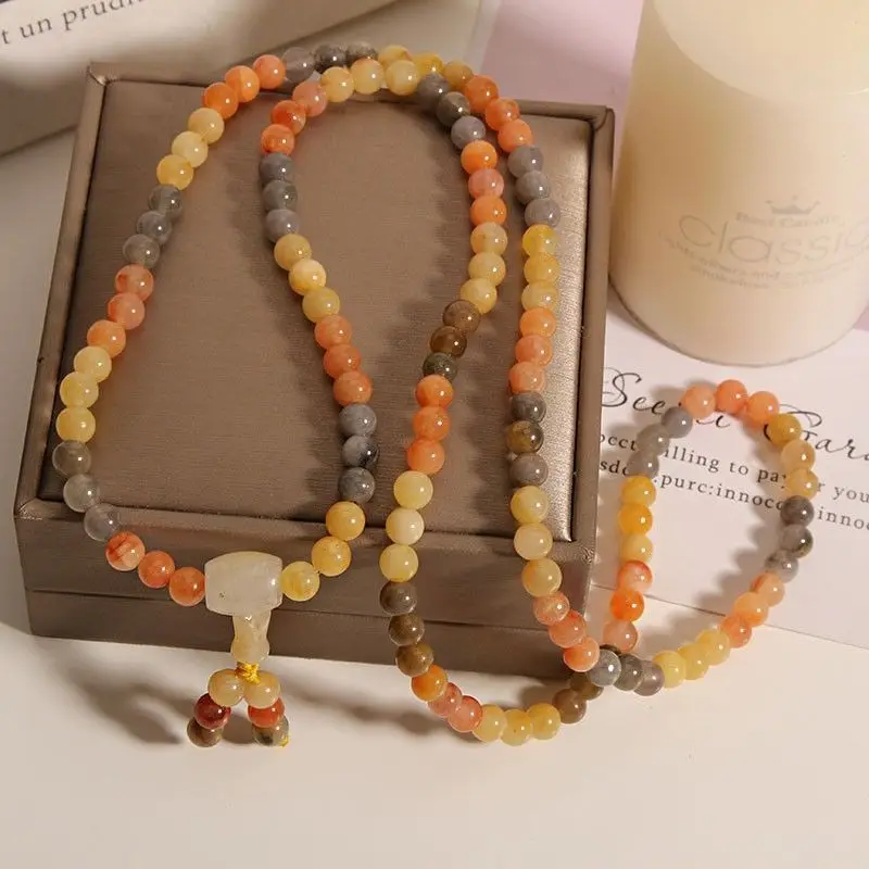 Золотистый Шелковый нефритовый браслет с бусинами Будды из нескольких колец для