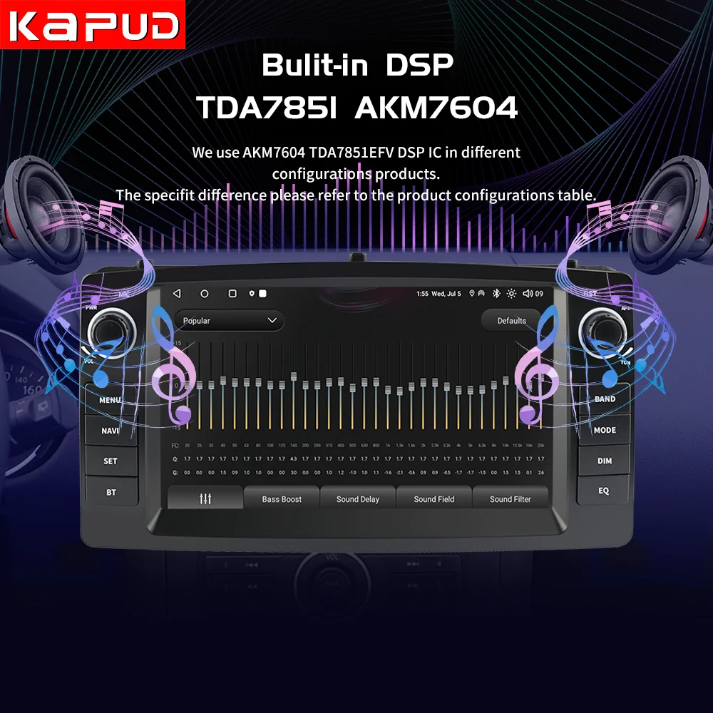 Автомобильный мультимедийный стерео-плеер Kapud 7 дюймов Android 12 камера 360 для Toyota