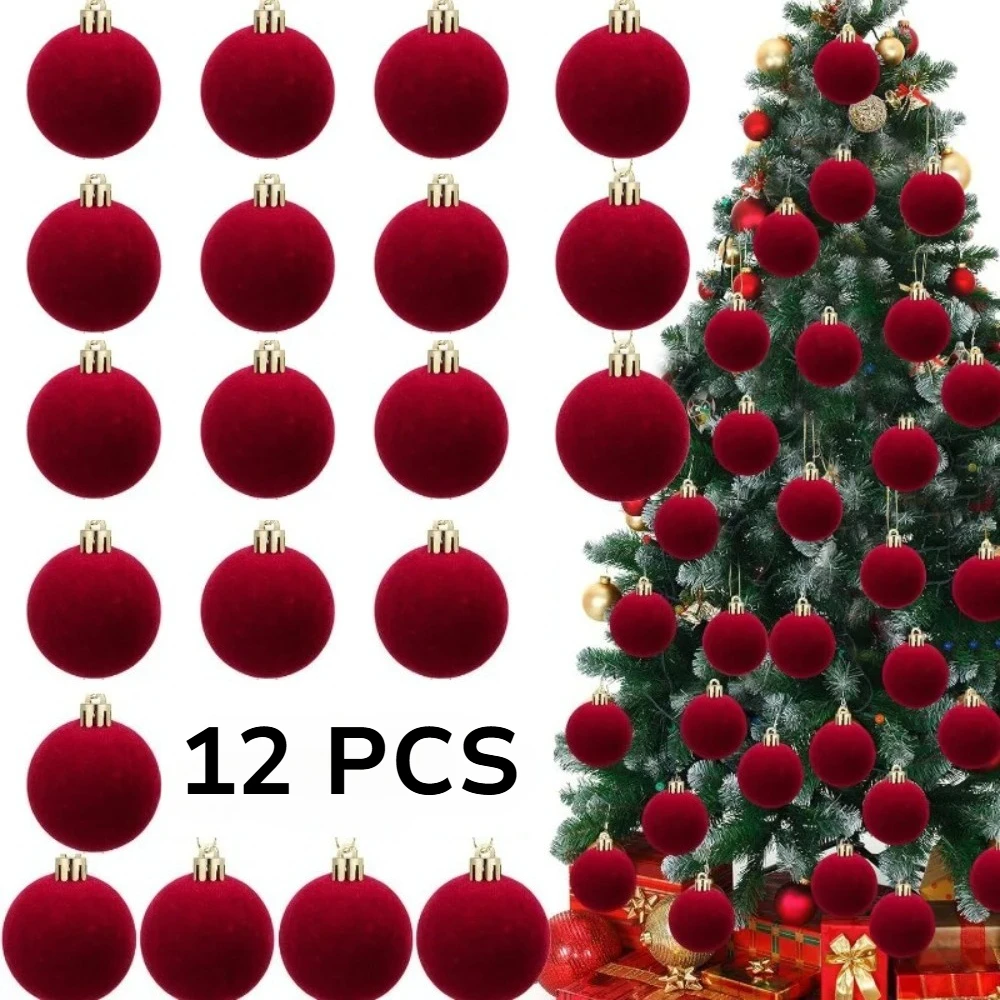 

Рождественские шары бархатные винные 20 шт