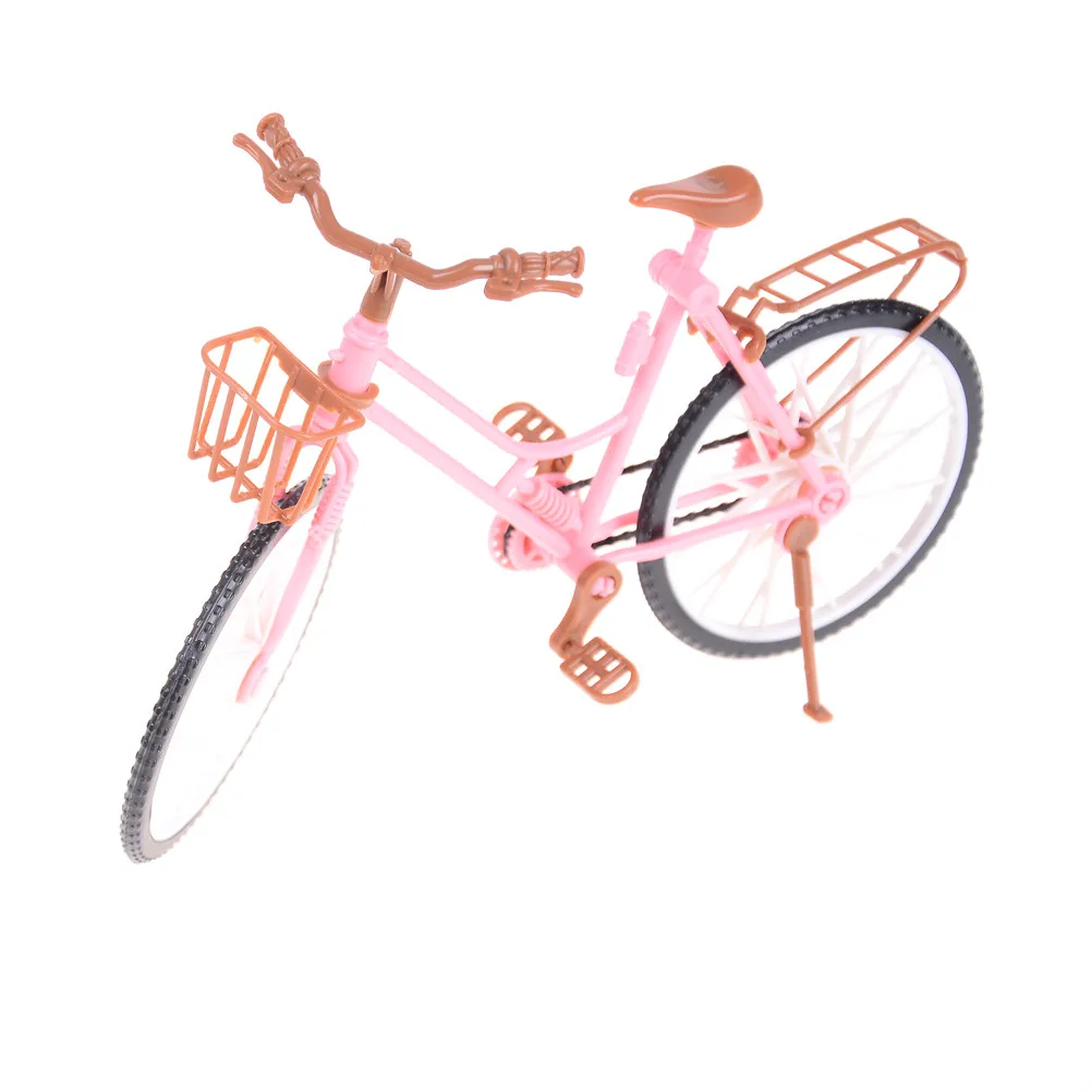 

Модный красивый велосипед, 1 шт., модный съемный розовый велосипед с коричневой пластиковой корзиной для кукол, аксессуары