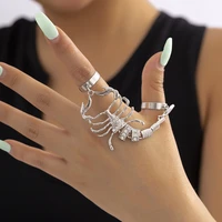 scorpion ring heavy rock punk joint rings vintage cool gothic scroll armor knuckle metal full finger rings womens jewelry