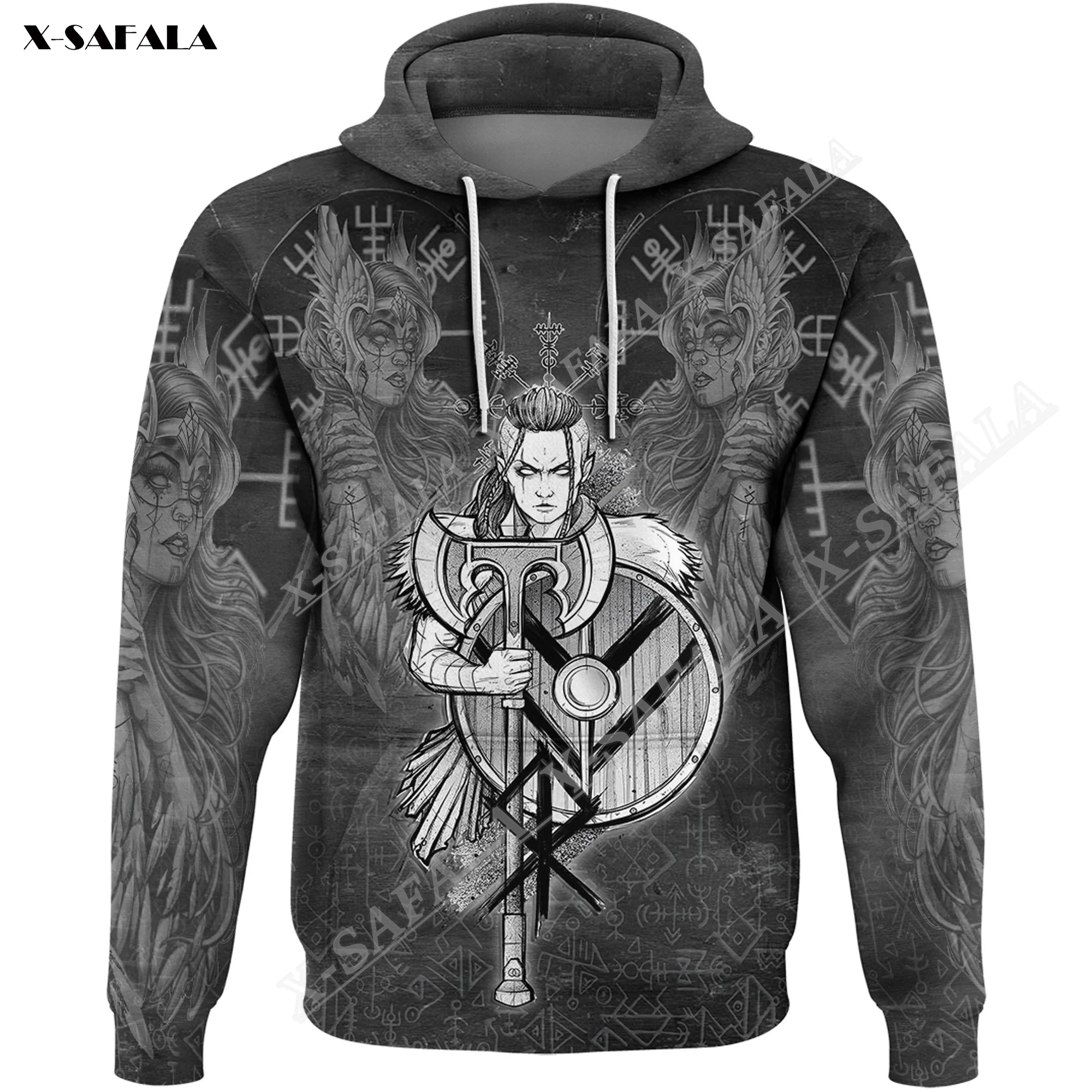 

Худи мужское на молнии с 3D-принтом «Воины викингов»