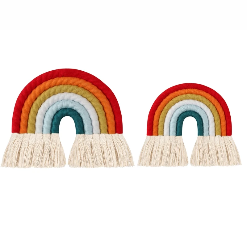 

770C подвеска-макраме ручной работы, настенная подвеска, художественный тканый Радужный гобелен, украшение для дома, спальни