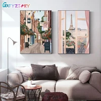 gatyztory%c2%a060x75cm frame painting by numbers city landscape diy crafts number painting for home decor on canvas painting frame