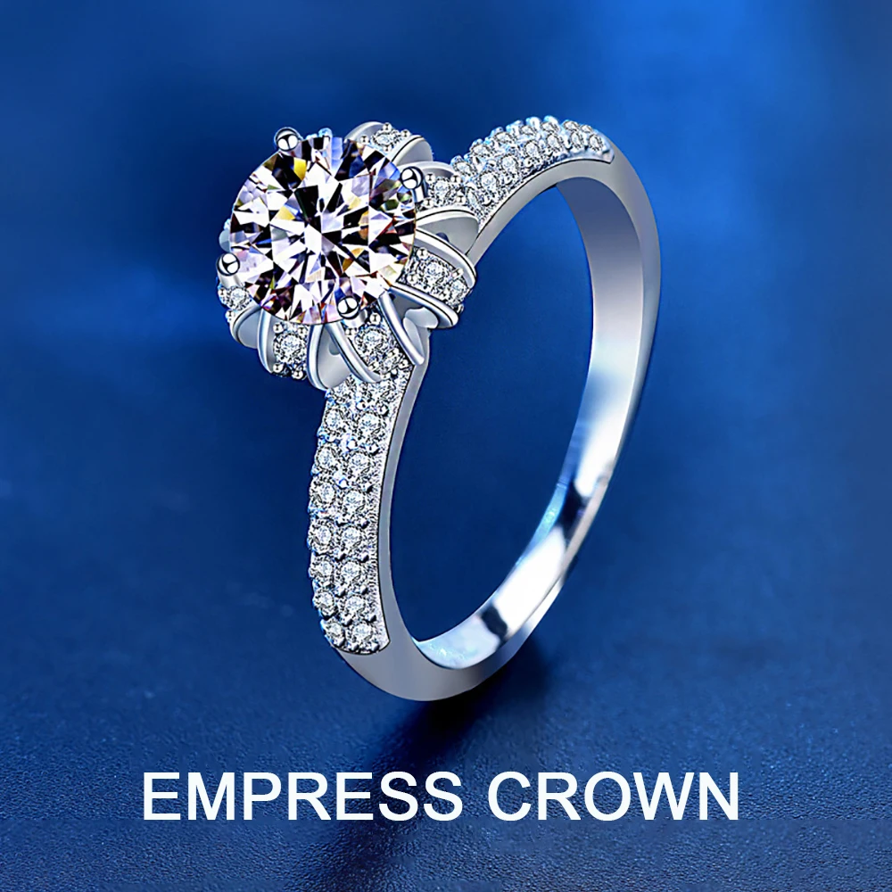 

1CT Empress Crow Moissanite Ring Women 925 Sterling Silver Wedding Ring CCGTC with Certificate and Packing Box Free Shipping