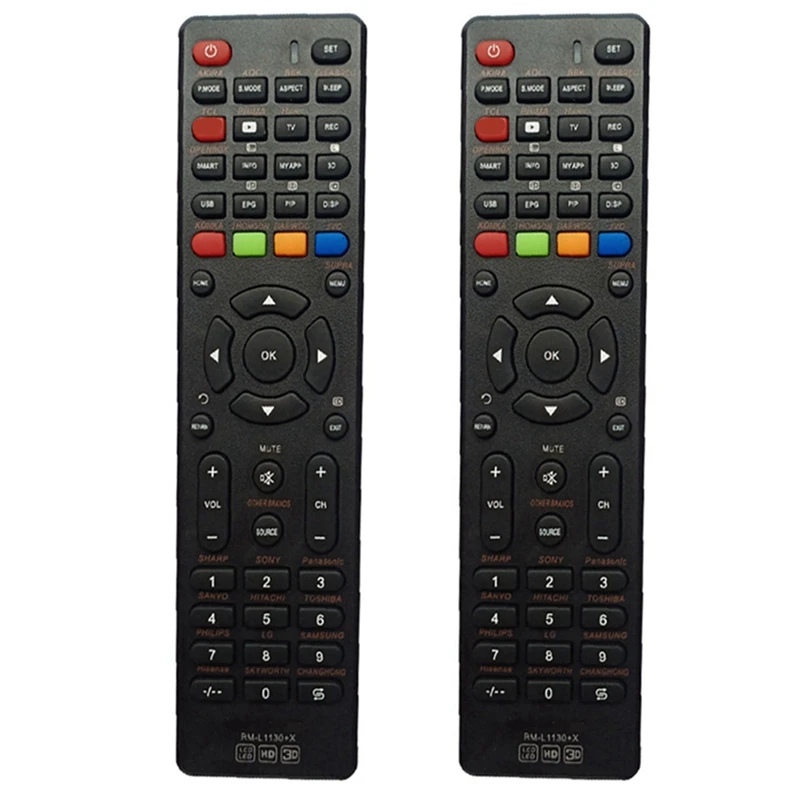Пульт дистанционного управления для телевизора, 2X Rm-L1130 + X, универсальный для Akira Aoc Bbk Elenbreg Prima Openbox Thomson Daewoo JVC Smart TV
