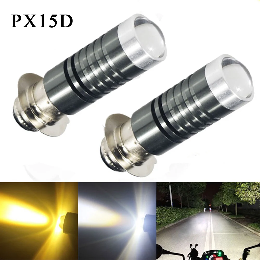 

【Ready Stock】Universal Dual color Headlight Bulbs PX15D LED Motorcycle Hight-yellow/Low-white(3000K/6000K) plug&play