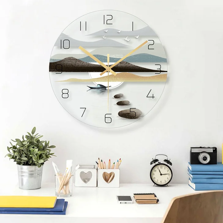 

Настенные часы в китайском стиле, бесшумные креативные Роскошные простые настенные часы для спальни, гостиной, украшение для дома