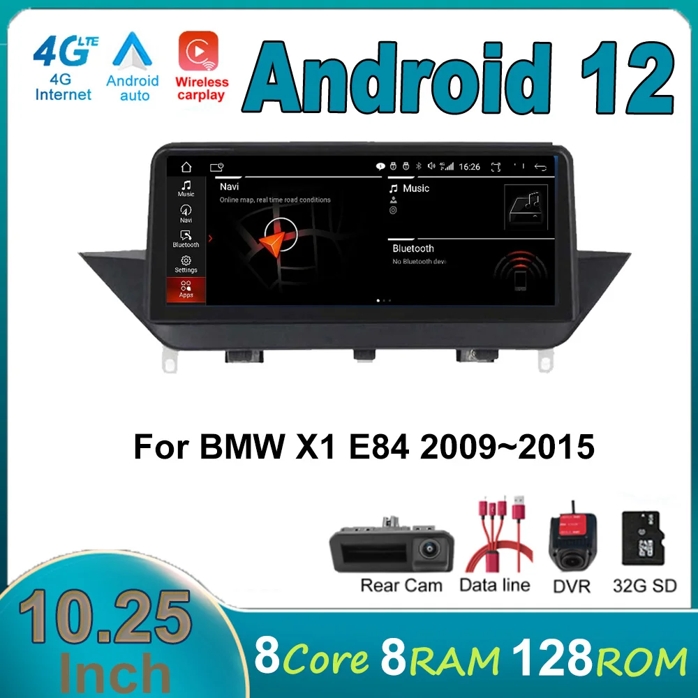 

10.25 Inch Headunit IPS 4G+Wifi Android 12.0 Car Auto Multimedia Player For BMW X1 E84 2009~2015 CIC And iDrive System Radio GPS