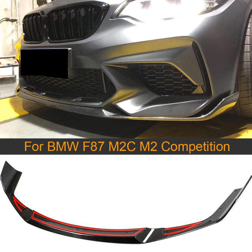 

Спойлер для переднего бампера из углеродного волокна для BMW 2 серии F87 M2C M2 Competition 2018 2019, автомобильный передний бампер, спойлер для губ, развет...