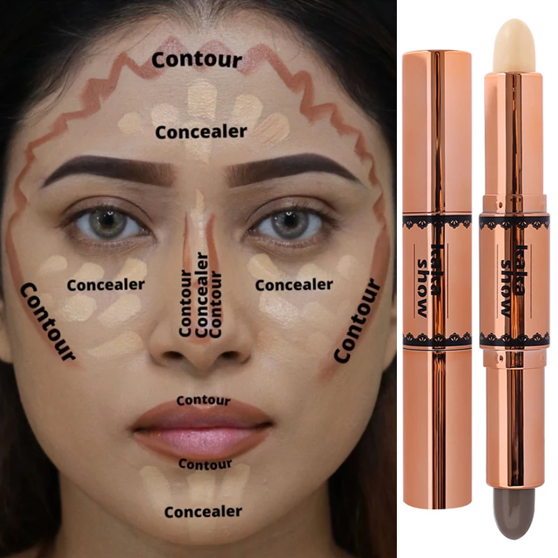 

Double-headed Waterproof Shimmer Face Bronzer Highlighters Glitter Corrector Contour Illuminator Sticks Cream Makeup Cosmetics