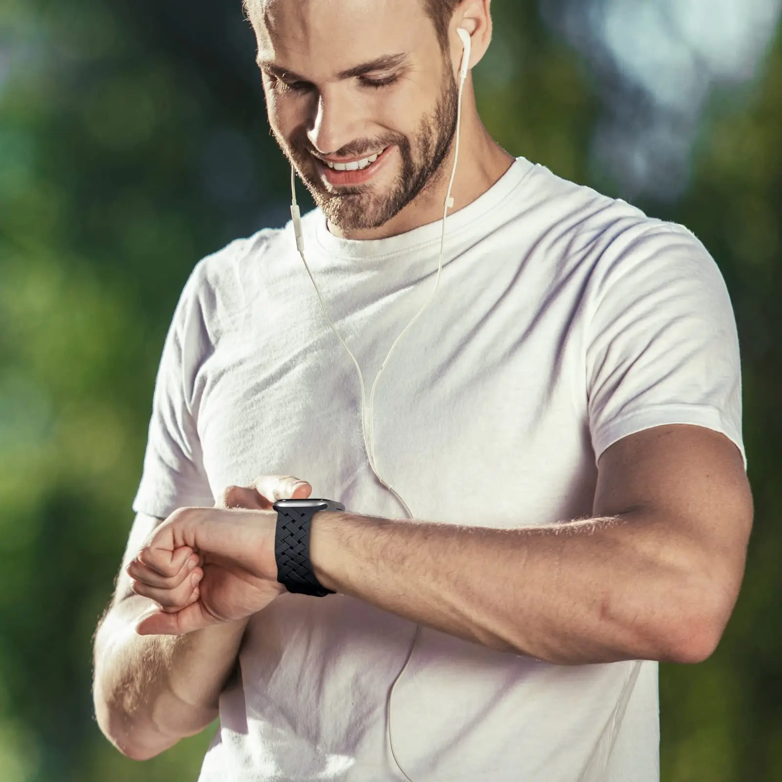 Silicone Woven Strap for Apple Watch Band Ultra 49mm 44mm 40mm 45mm 41mm 38mm 42mm Sport Loop Bracelet iWatch Series 8 7 6 5 4 3