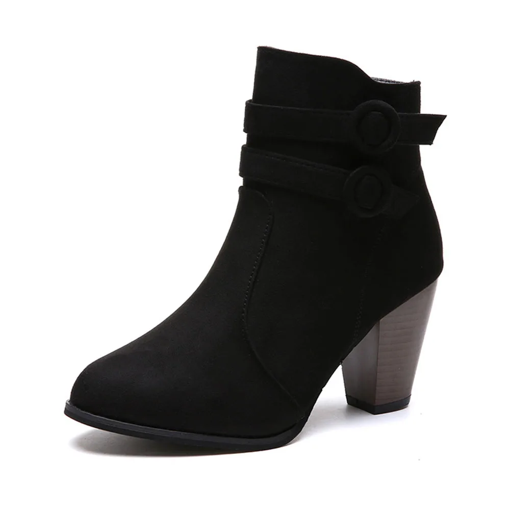 

Winter Women's Boots Suede High Quality Warm High Heels Fashion Short Boots Ladies Ankle Boots Elegant Designer Shoes for Women