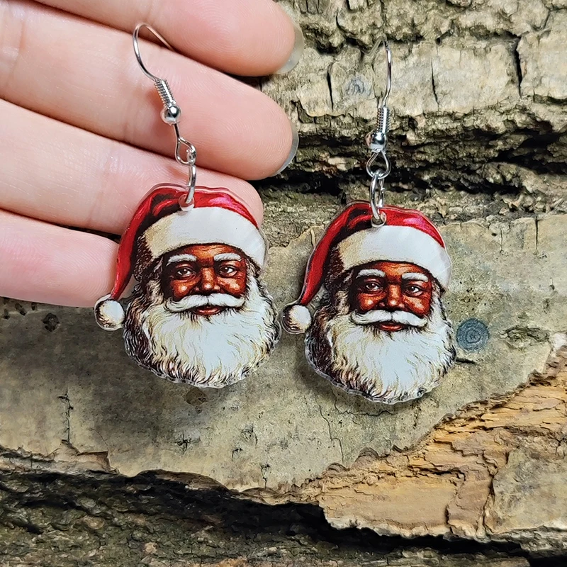 Акриловые серьги Санта-Клауса
