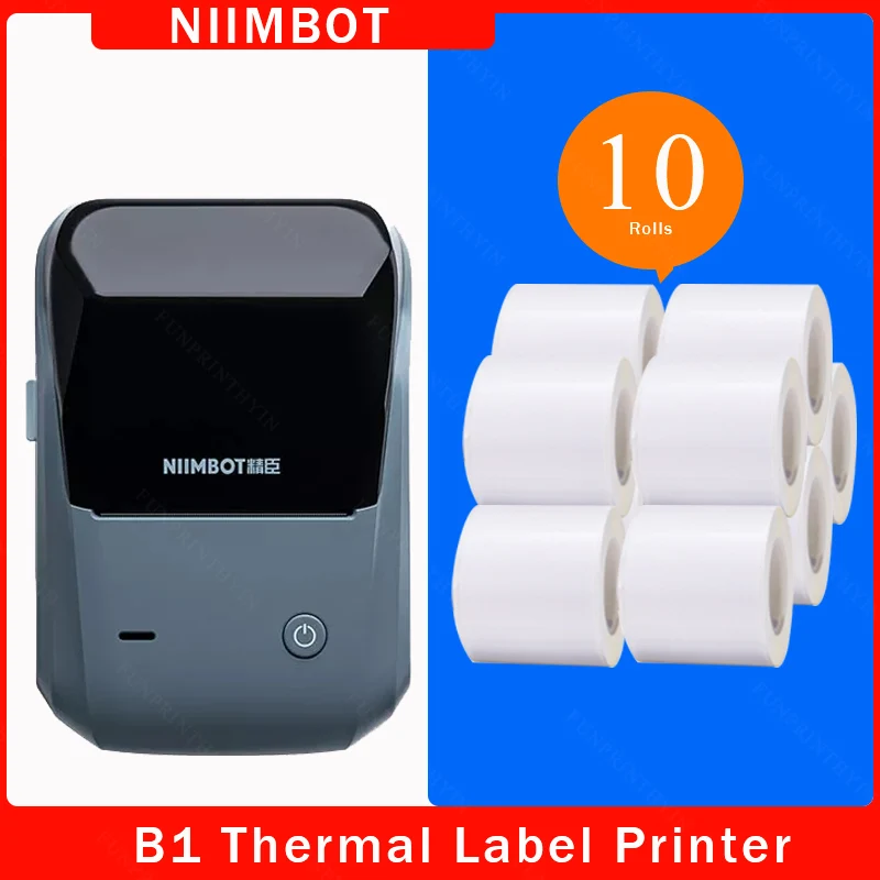 Niimbot Label Printer B1 Portable Handheld Thermal Printer Mini Barcode QR Code Sticker Paper Color Rolls Maker Cable Tag