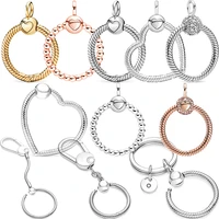 925 sterling silver o love heart rose golden color cz pendant key chain fit original pandora necklace women diy charm jewelry