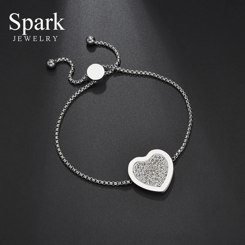 Женский браслет с подвеской в виде сердца из нержавеющей стали