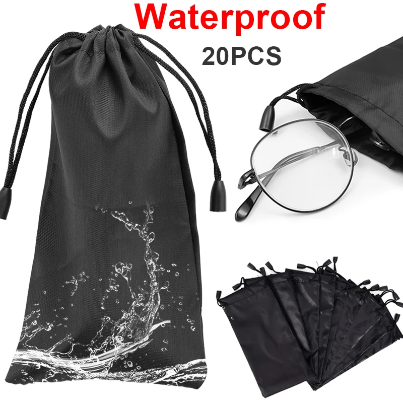 Купи 20pcs Waterproof Glasses Bags Soft Drawstring Microfiber Dustproof Pouch Pocket Sunglasses Carry Bag Portable Eyewear Container за 76 рублей в магазине AliExpress