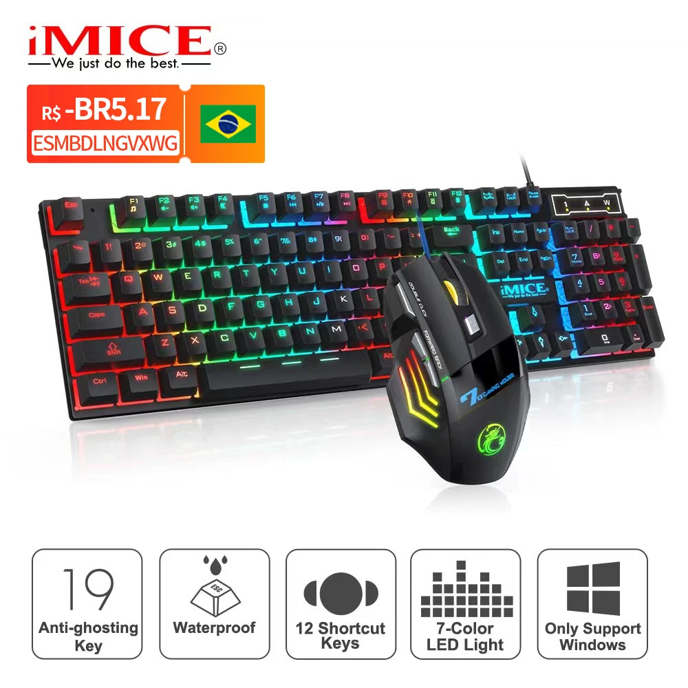 Gaming keyboard Wired Gaming Mouse Kit 104 Keycaps With RGB Backlight