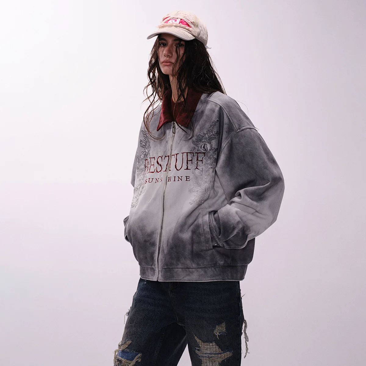 Винтажная замшевая кожаная куртка с градиентом для мужчин и женщин уличная