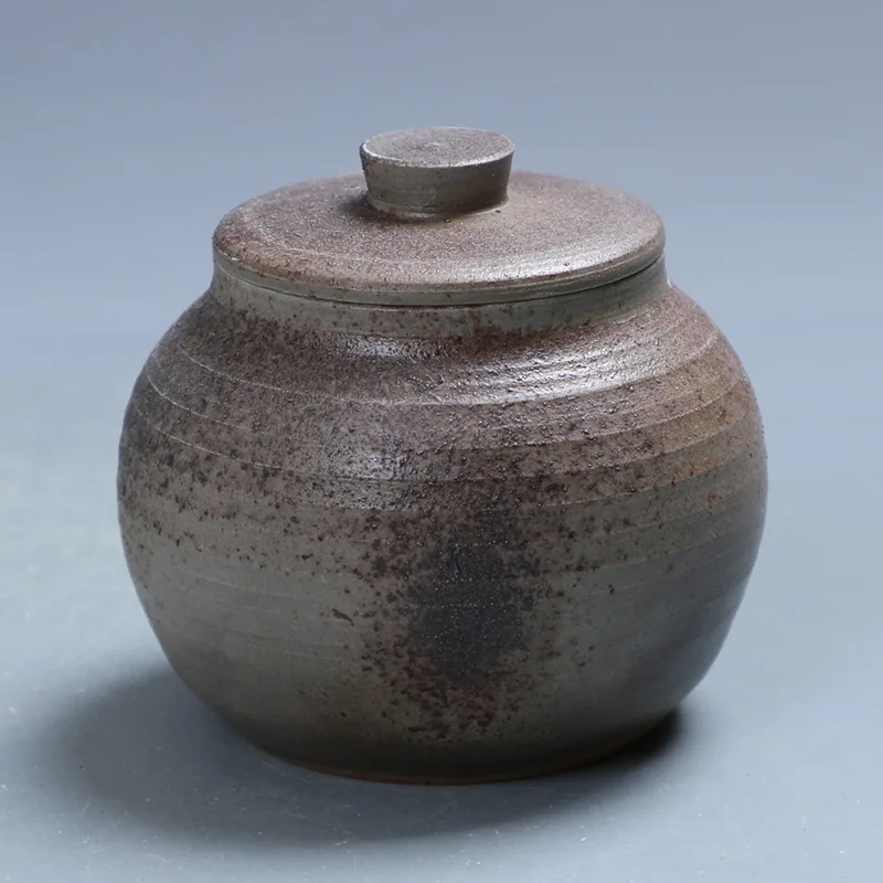 

Handmade Firewood Tea Pot Retro Mini Storage Tank Firewood Small Tea Leaf Jar