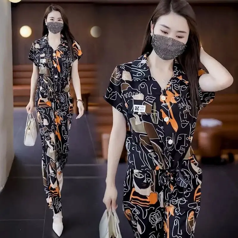 Женский модный костюм летняя новая повседневная трендовая шифоновая свободная и