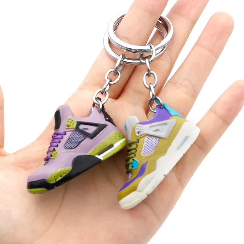 New 3D mini sneaker keychain simulation fun basketball shoe keychain finger skateboard accessory for children's birthday gift