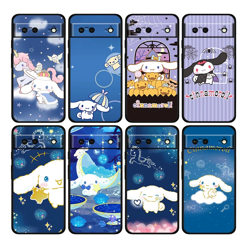

Cartoon Cinnamoroll Sanrio Shockproof Cover for Google Pixel 7 6 6a 6Pro 5 5a 4 4a XL 5G Black TPU Phone Case Shell Soft Capa