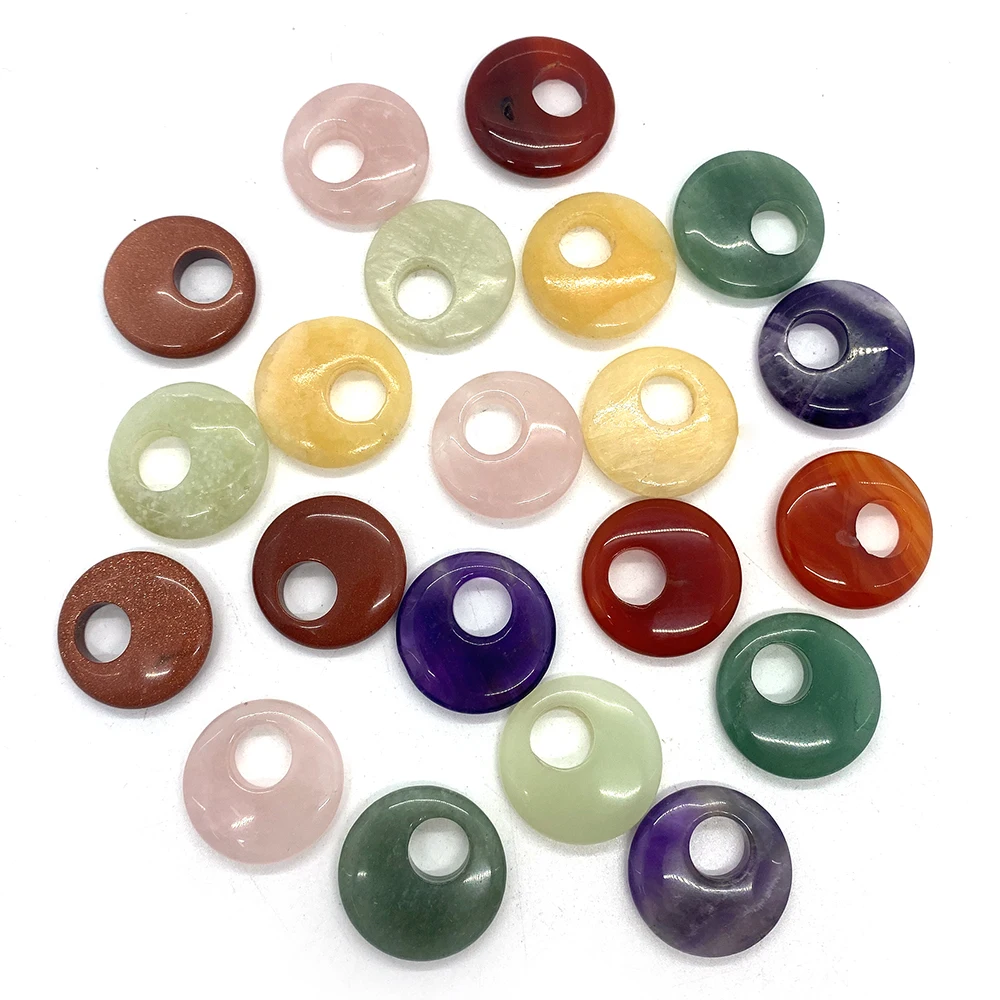 Подвеска из натурального камня Рейки Исцеление Большое отверстие Белый топаз Белый кристалл Аметист Изготовление ювелирных изделий Сделай сам Ожерелье 10 мм.