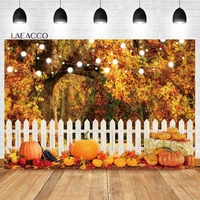 laeacco autumn forest landscape background fall maple leaves pumpkin harvest thanksgiving festival portrait photography backdrop