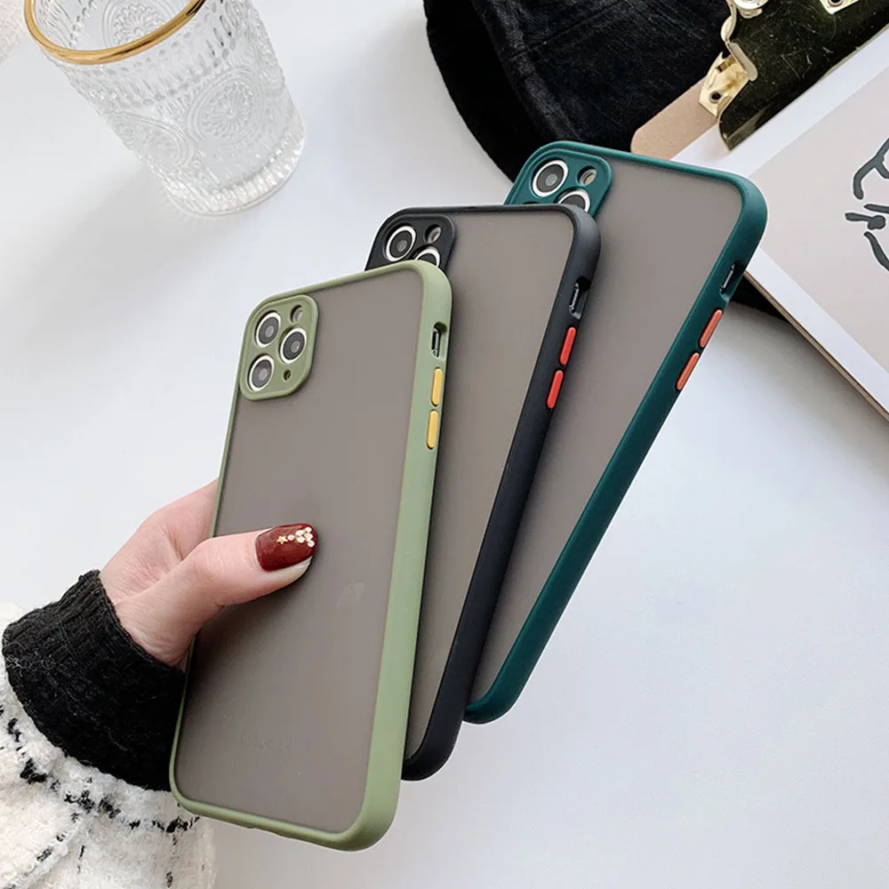 Skin Feel Translucent Phone Case For iPhone 16 Pro Max 15 14 13 12 11 7 8 Plus SE Mini XR Camera Girl Frosted Black Cover