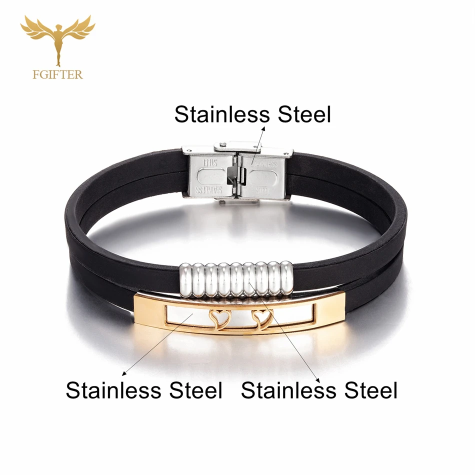 Браслет Силиконовый двухслойный моющийся из нержавеющей стали