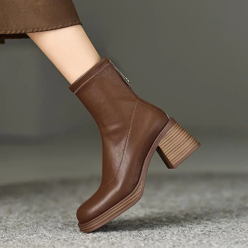 

Женские ботинки, модные привлекательные эластичные ботильоны для женщин, обувь на платформе и высоком каблуке, женские осенне-весенние бот...