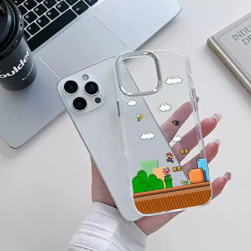 Прозрачный чехол Super M-Marios B-Bros с гальваническим покрытием для iPhone 17 Air, 16 E, 15, 14 Plus, 13, 12 Mini, 11 Pro HYBXAXC (art.: 3920db384e70b) - 3920db384e70b
