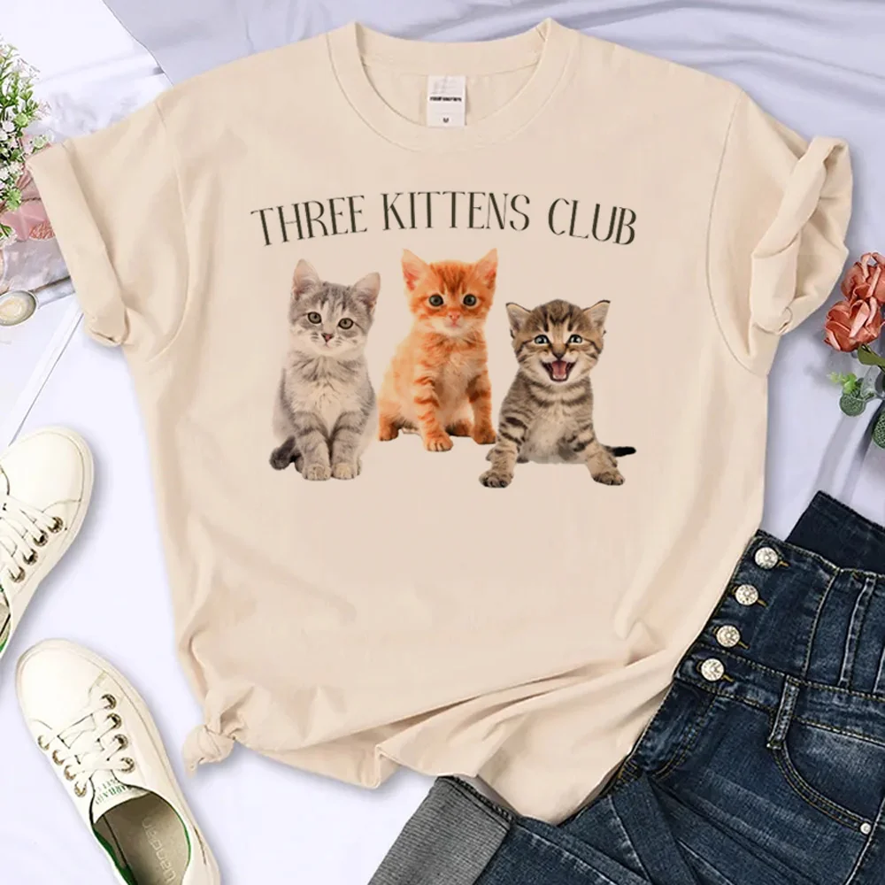 

Футболка с котенком для клуба, женская летняя комиксная футболка с мангой, женская одежда с японским комиксом