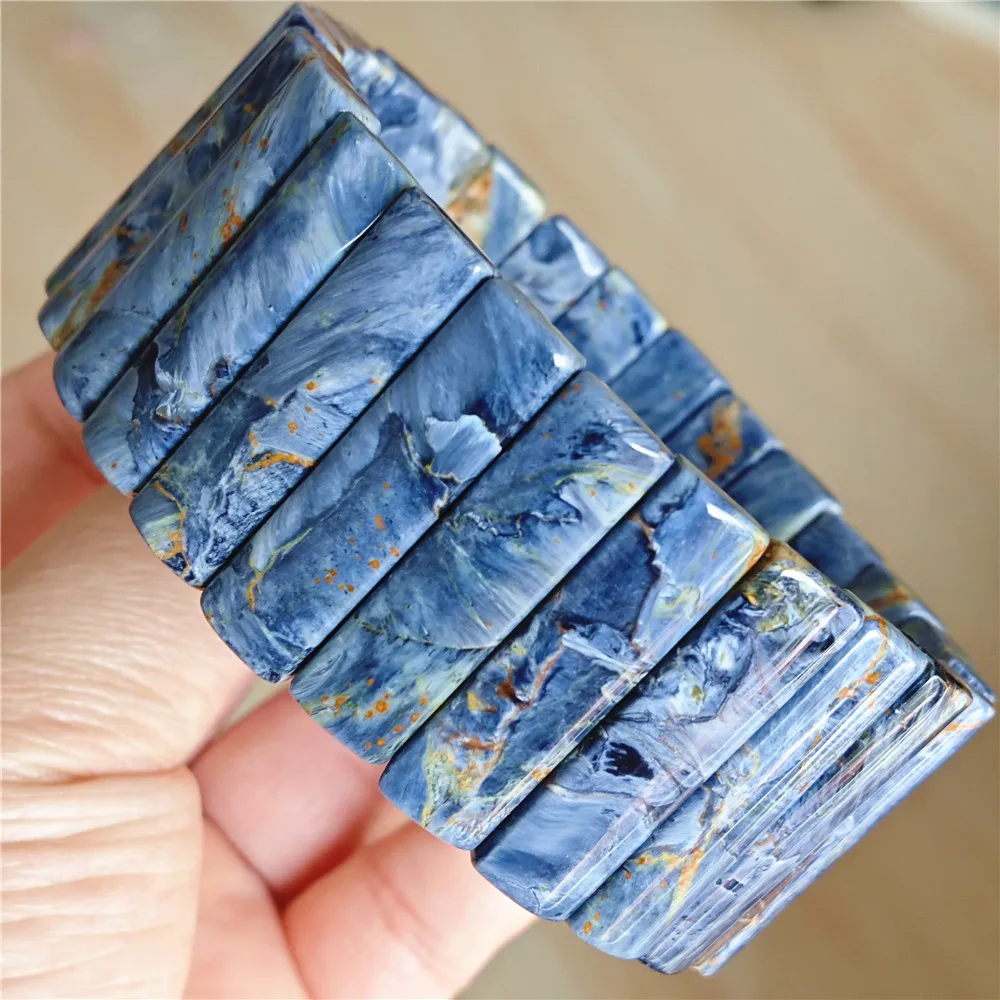 Натуральный синий Питерсит Chatoyant браслет 31x8 мм ювелирные изделия прямоугольник