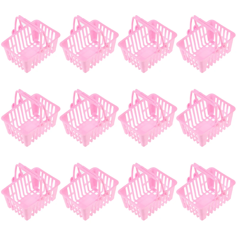 

12 Pcs Mini Shopping Basket Small Baskets Play House Children Toy Bulk Toys Cart Simulation Plastic Miniatures