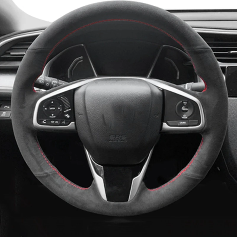 

Индивидуальный стиль, противоскользящая черная замшевая оплетка для Honda Civic 10 2016-2021, модель 2017-2021 годов, зеркальная яркость 2016-2021