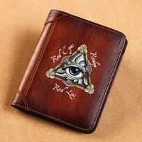 high quality genuine leather wallet freemasonry real eyes printing standard purse bk3493