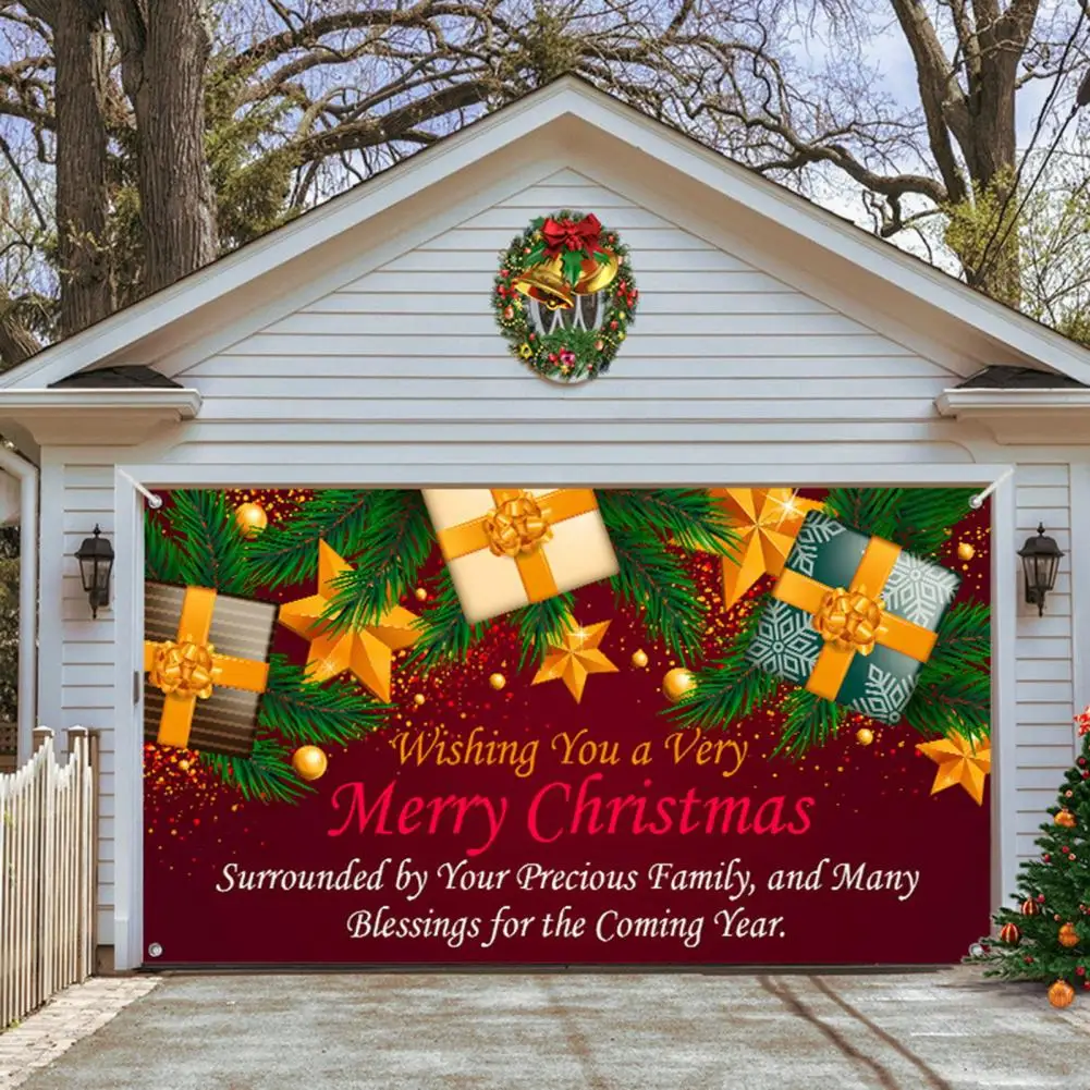 

Fade-resistant Garage Door Cover Vibrant Christmas Style Tapestry Festive Ambience for Garage Door Party Decoration for Garage