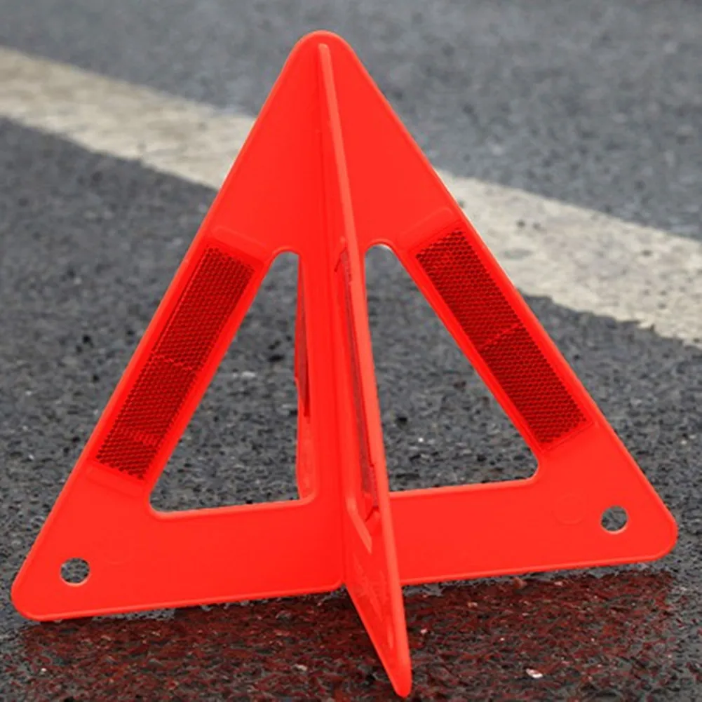 

Car Emergency Breakdown Warning Triangle Red Reflective Safety Triangle Warning Sign Stop Sign Reflector
