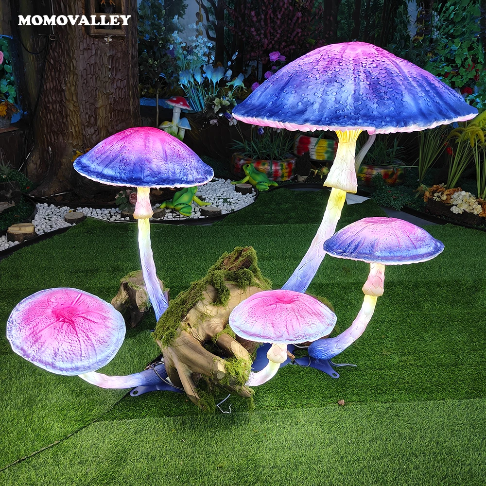 Фото Декоративные светодиодные светильники Momovalley в виде гигантских мультяшных грибов для улицы, для рождественских украшений, парков, газонов и ландшафтного дизайна №1