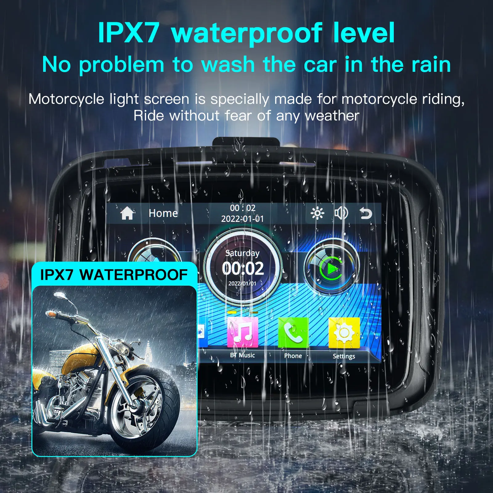 Аксессуары для мотоциклов carplay мотоцикла IPX7 водонепроницаемый монитор